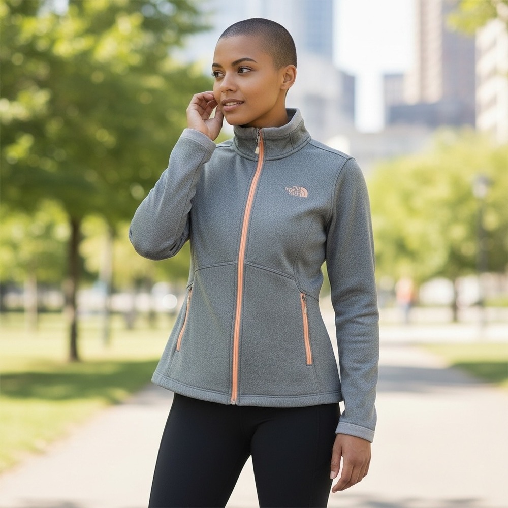 The North Face Jacket Small Gray Agave Full Zip Fleece Activewear Outdoor